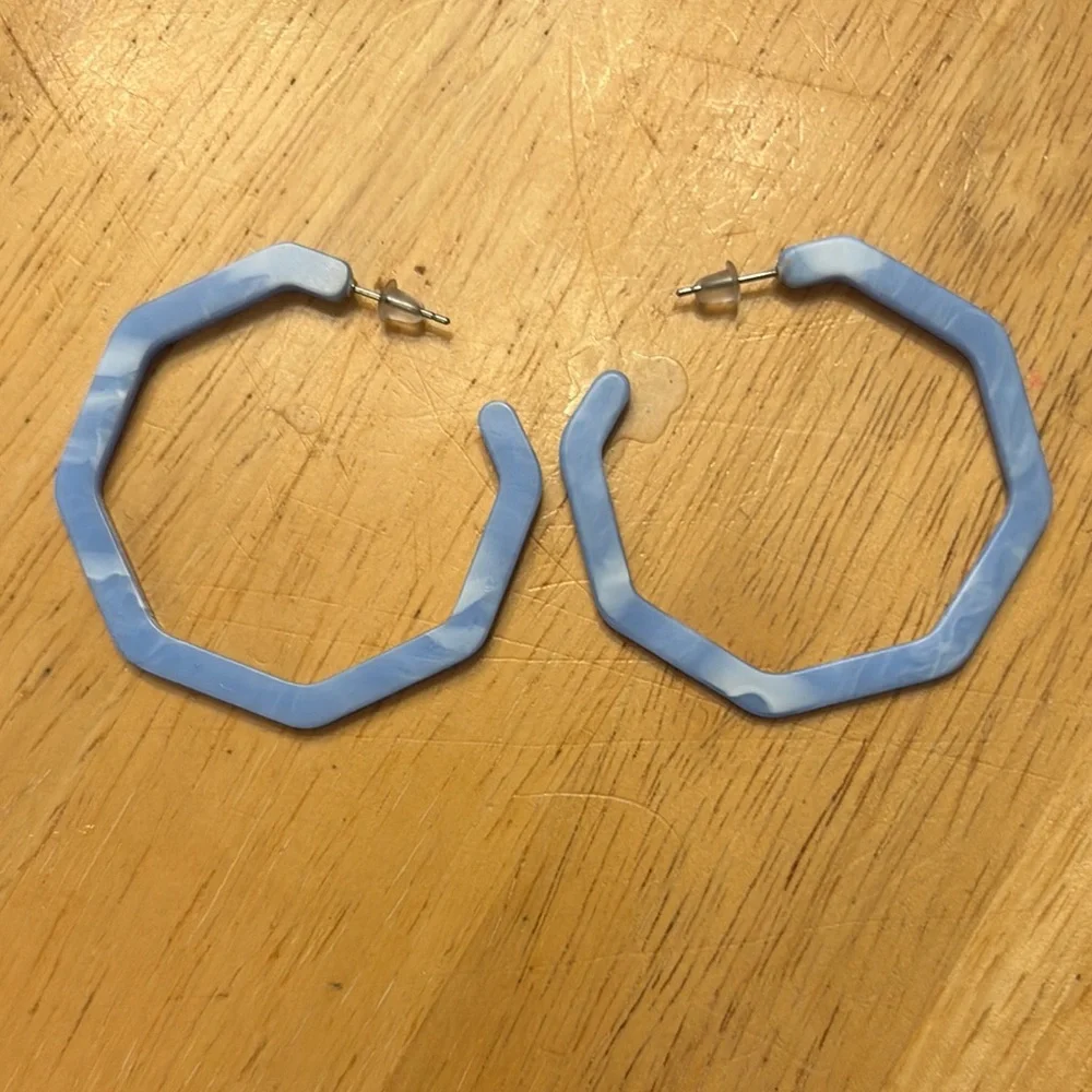 Tie dye side, solid side Hexagon Acrylic lightweight thin Hoop Earrings
